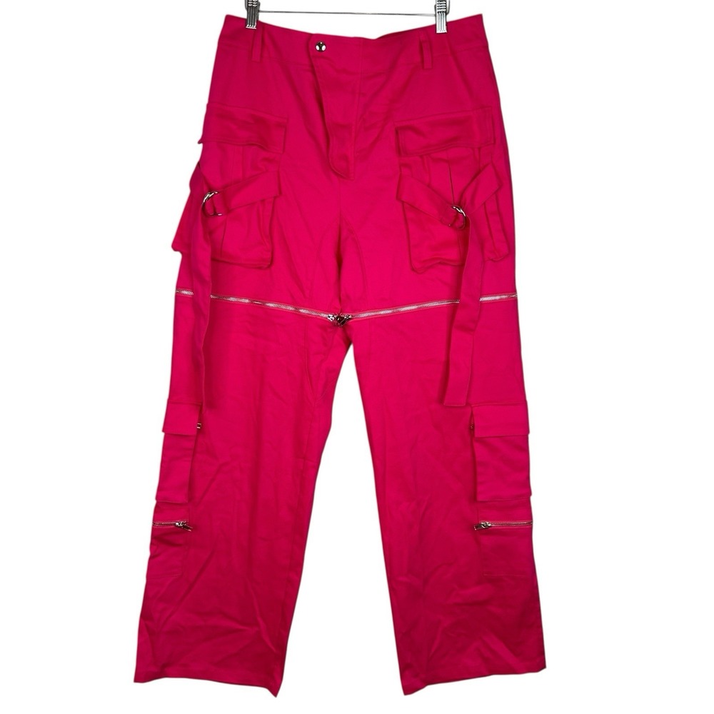 Poster Grl Cargo Pants Womens L Hot Pink Zip Off Convertible Y2K Multi Pocket‎